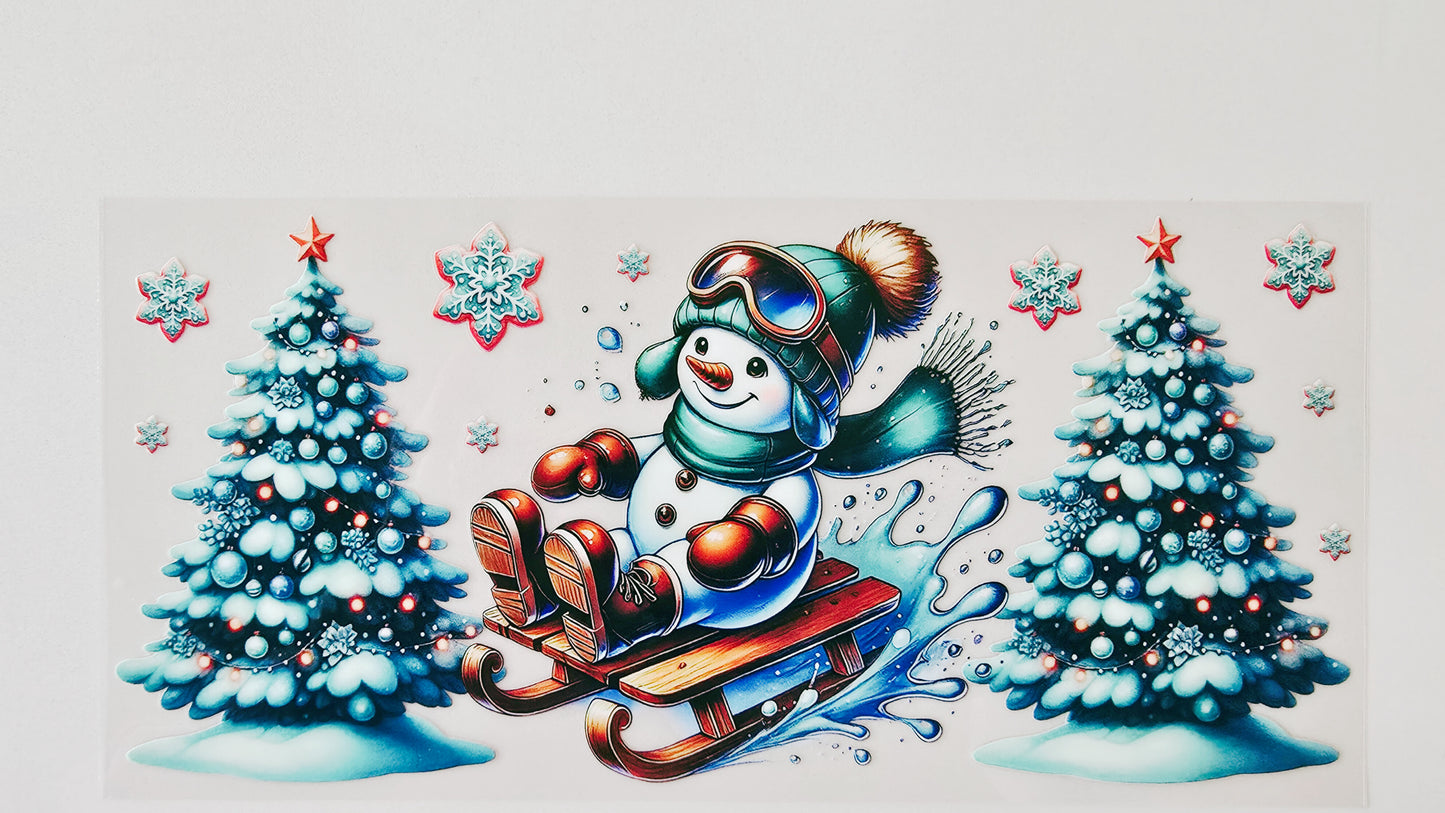 Snowman Riding a Sleigh
