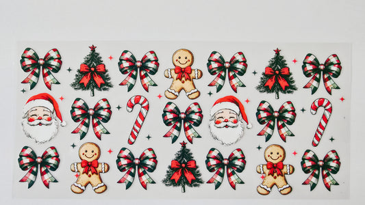 Green, Red & White Bows with Santa