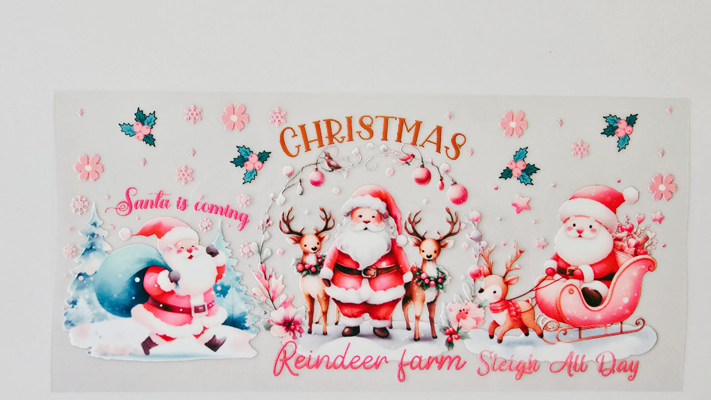 Pink Christmas Reindeer Farm with Santa