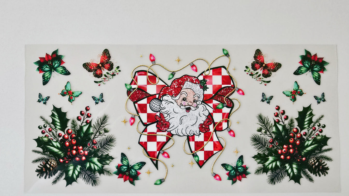 Red Checkered Bow Santa