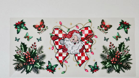 Red Checkered Bow Santa