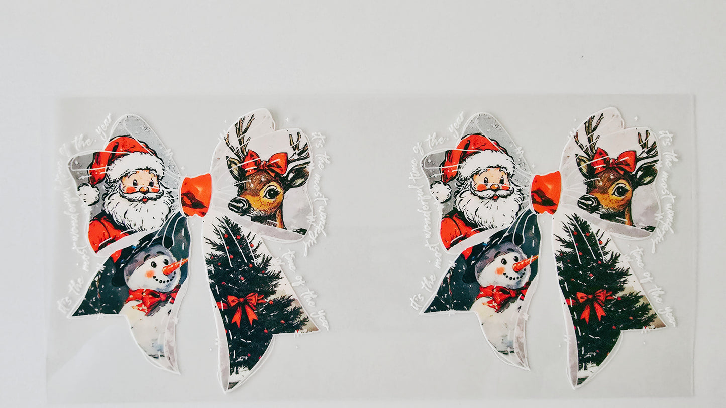 White Lettered Christmas Bows