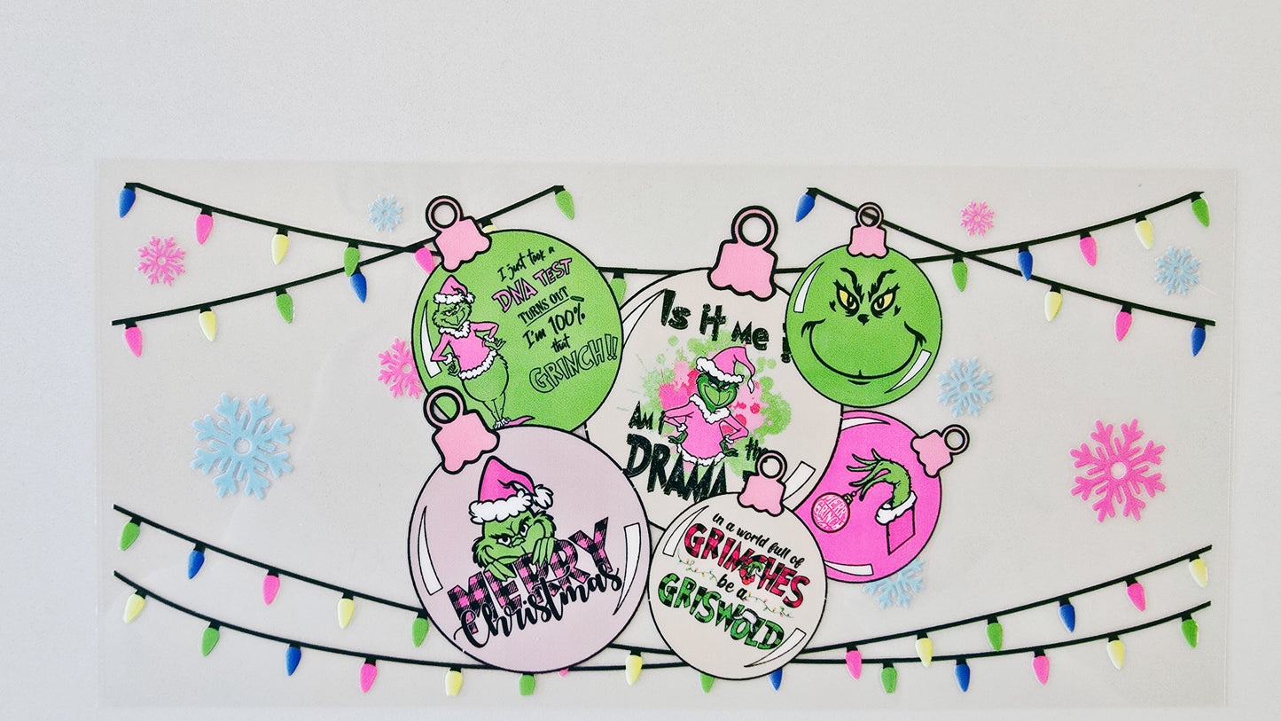 Pink Grinch Ornaments