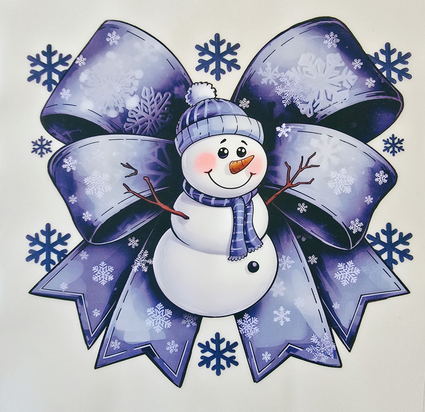 Blue Snowman Bow