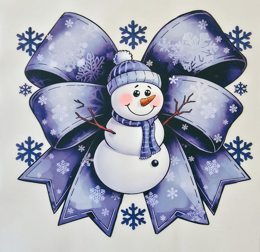 Blue Snowman Bow