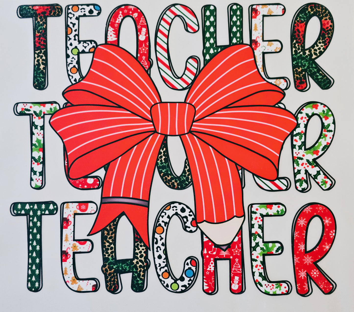 Christmas Teacher Bow
