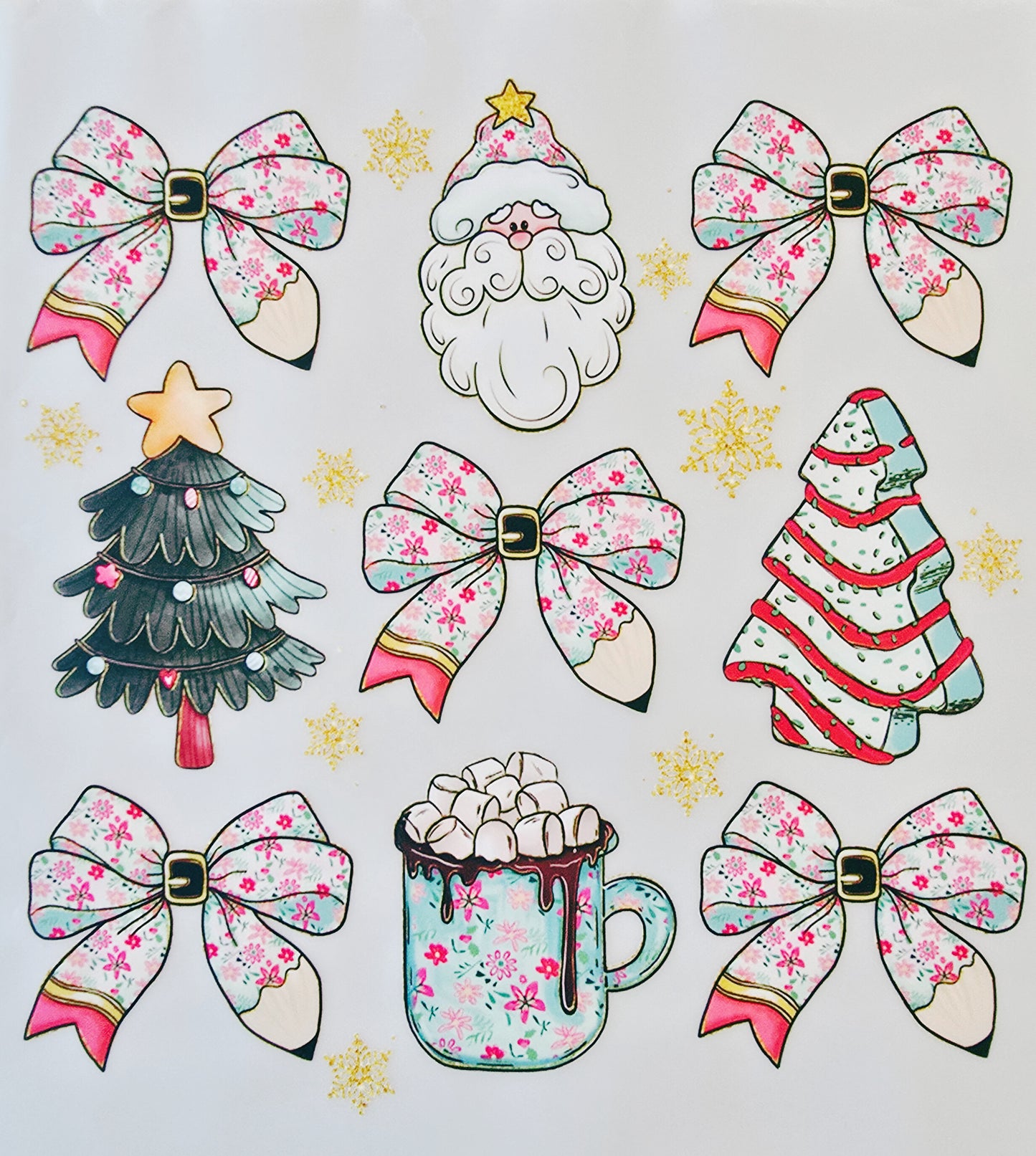 Pink Santa & Pencil Bows