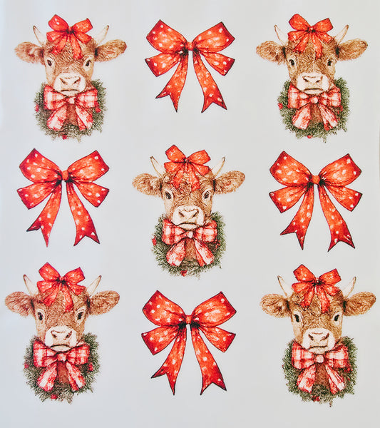 Red Christmas Bows & Cows