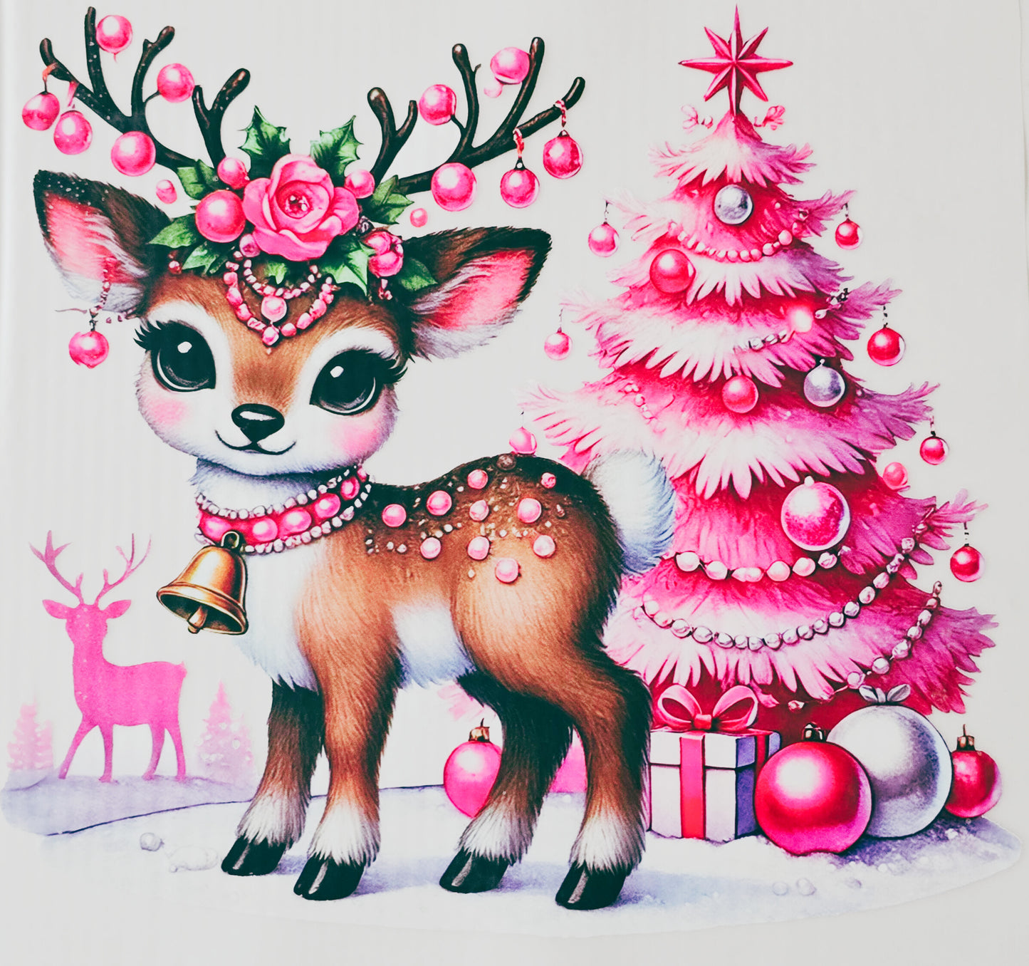 Pink Christmas Tree & Deer
