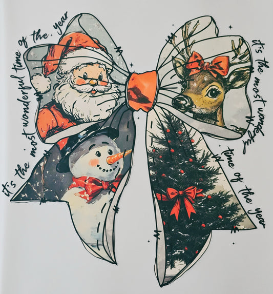 It's the Most Wonderful Time of the Year Bow- Black Lettering