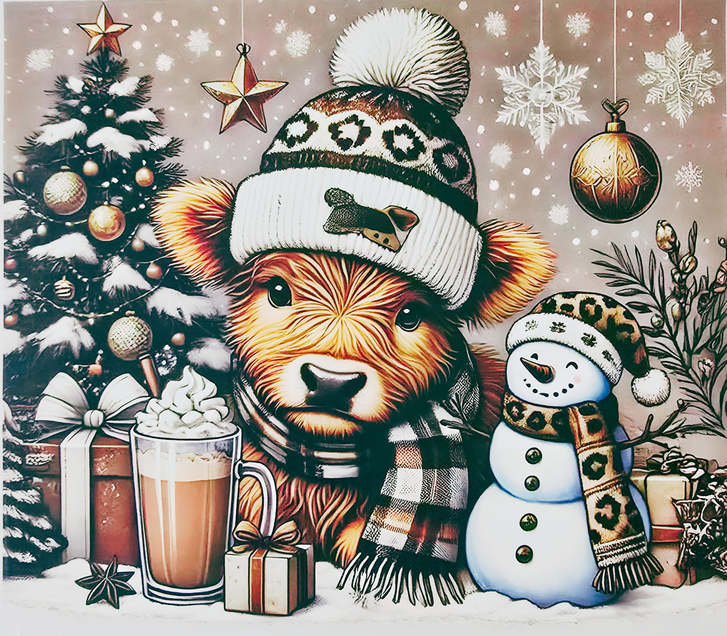 Highland Cow & Snowman