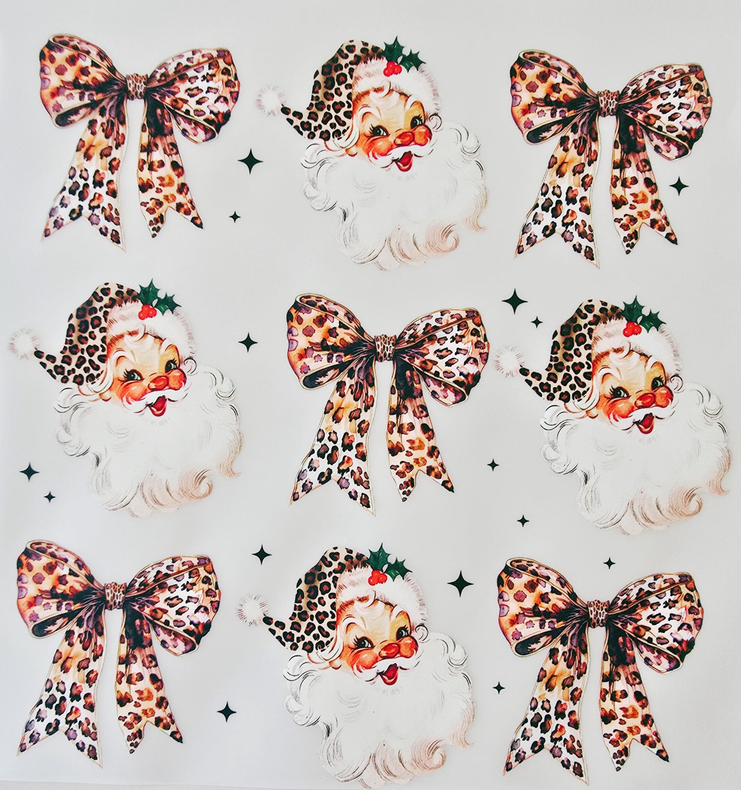 Leopard Print Santas & Bows