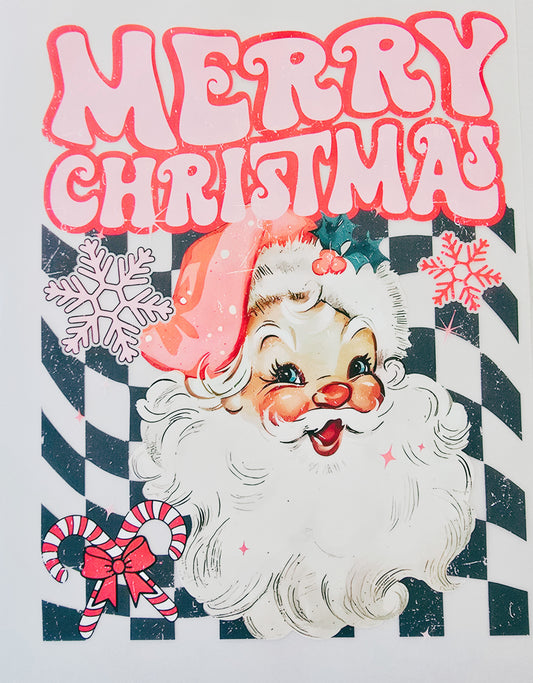 Pink Checkered Merry Christmas