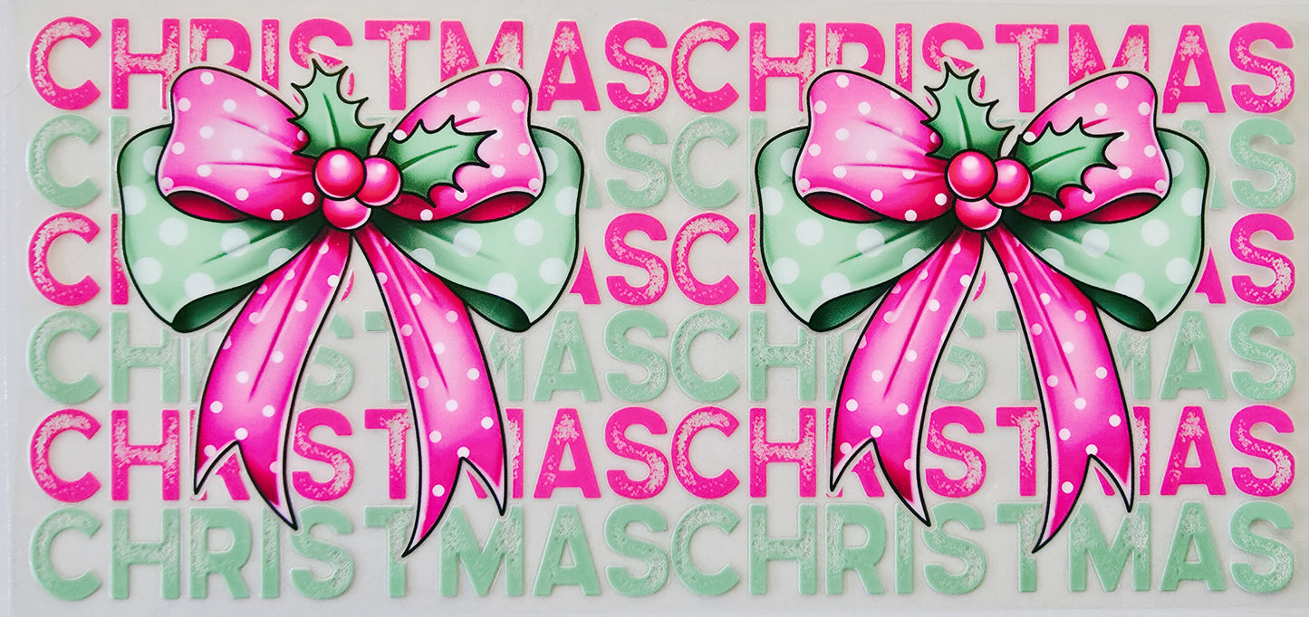 Pink & Green Christmas Bow