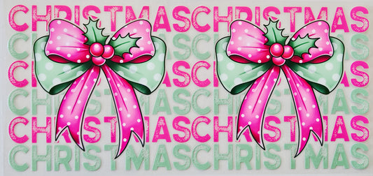 Pink & Green Christmas Bow