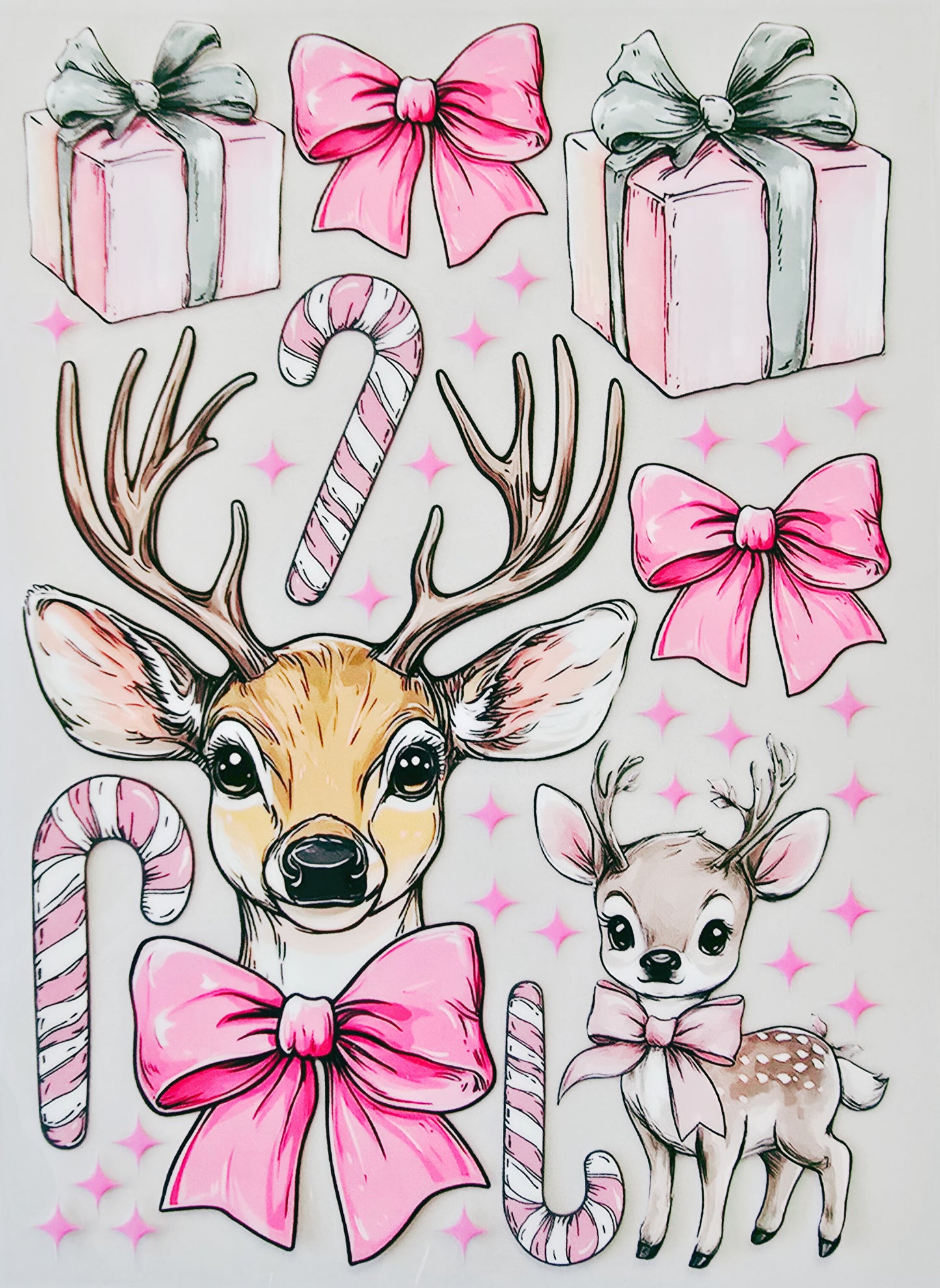 Pink Deer & Candy Canes