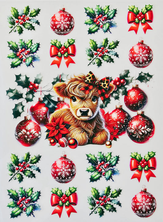 Christmas Cow & Ornaments