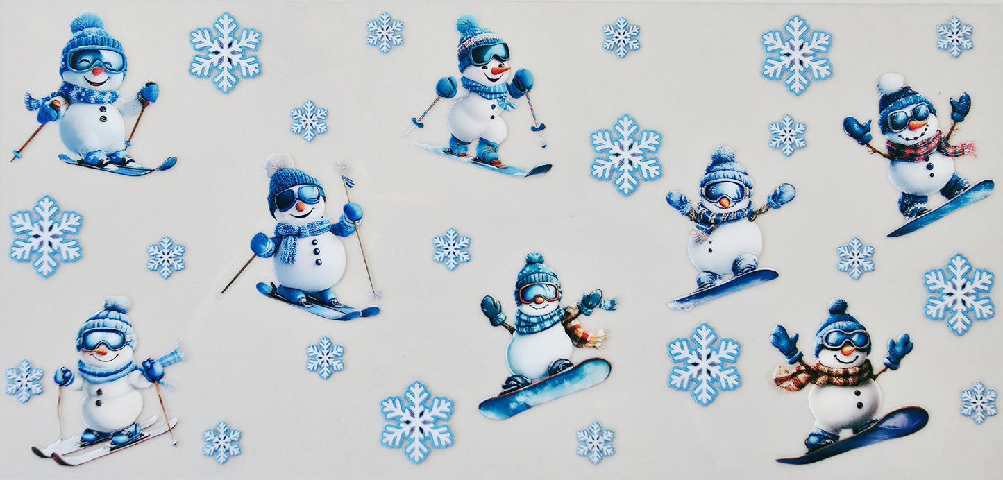 Blue Snowman Skiing