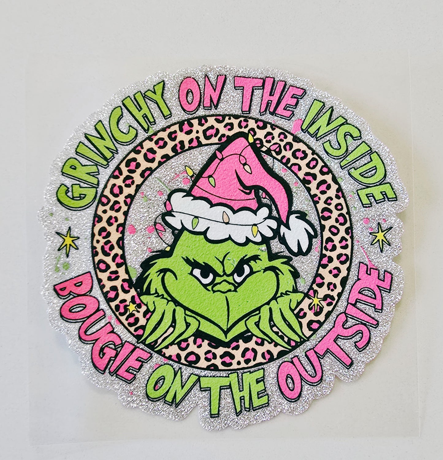 Grinchy- Glitter Decal