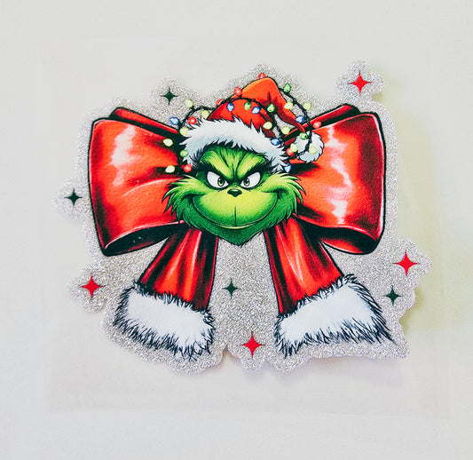 The Grinch Bow-Glitter Decal