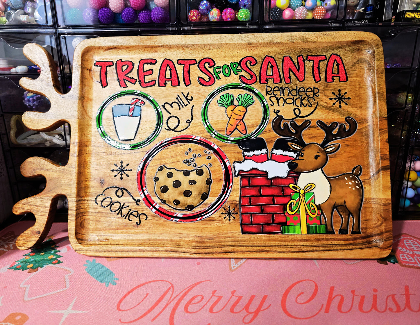 Wooden Treats for Santa Tray
