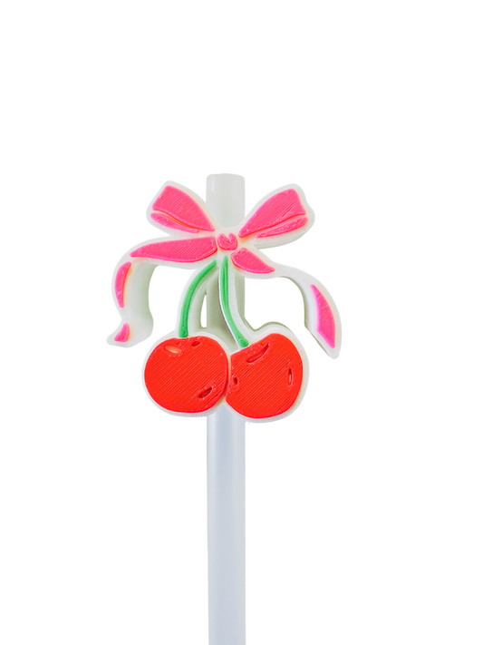 3D Cherry Straw Topper