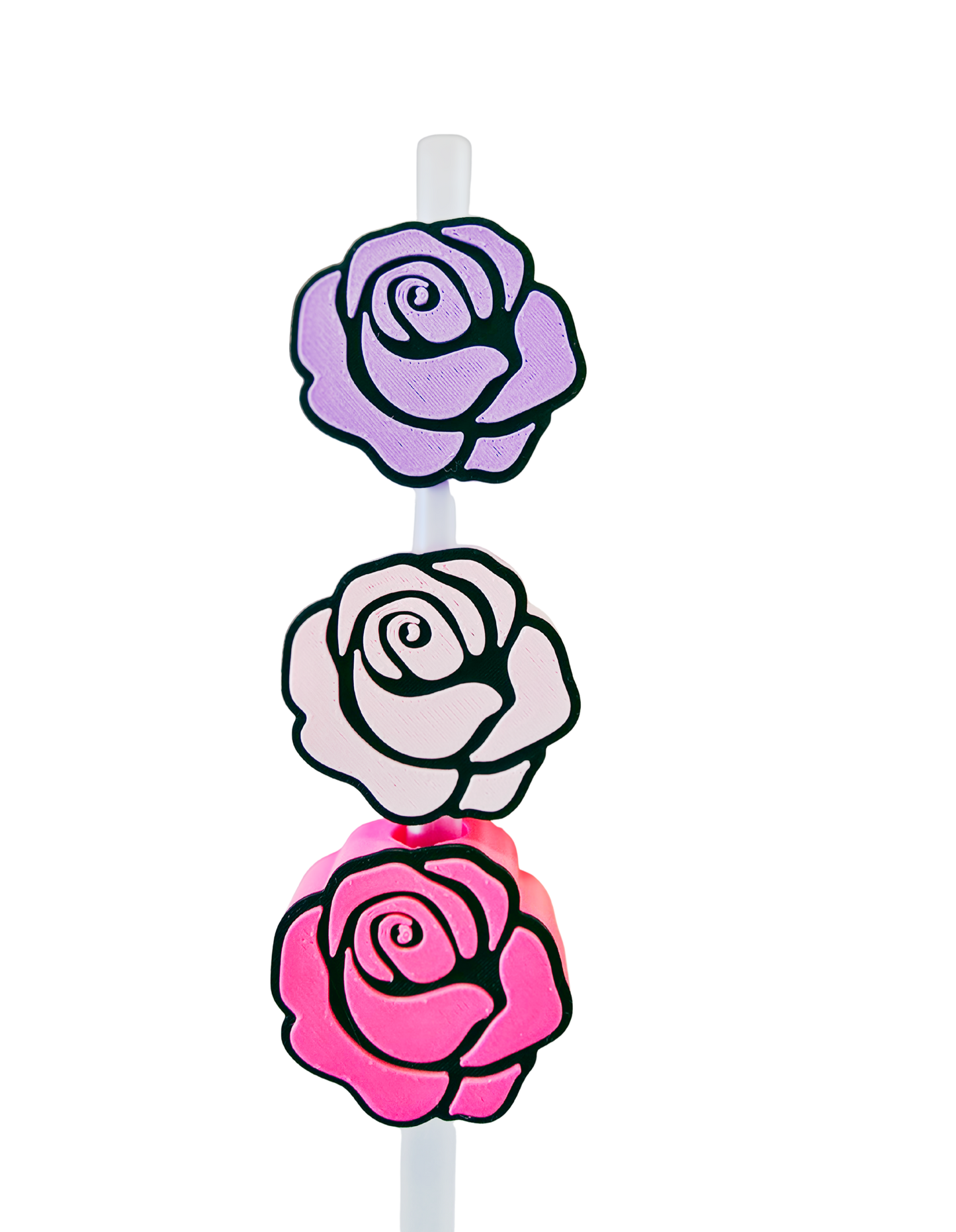 3D Rose Straw Toppers