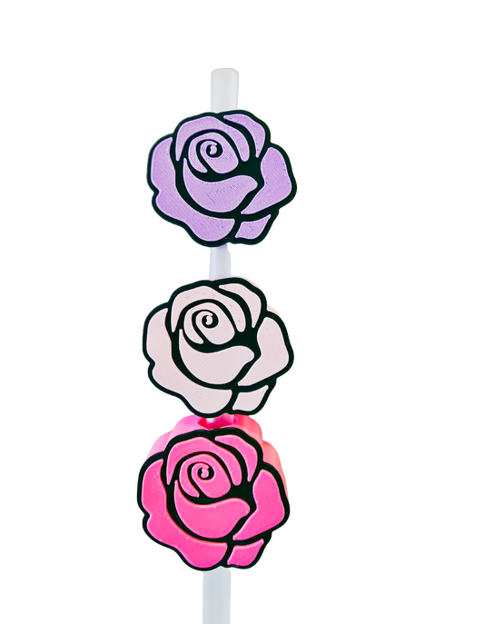 3D Rose Straw Toppers