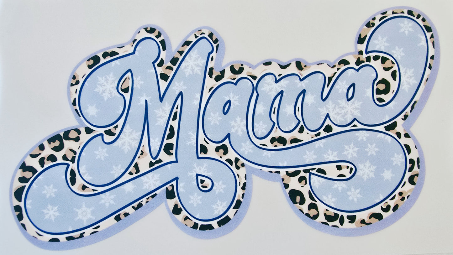 Leopard & Blue Snowflake Mama