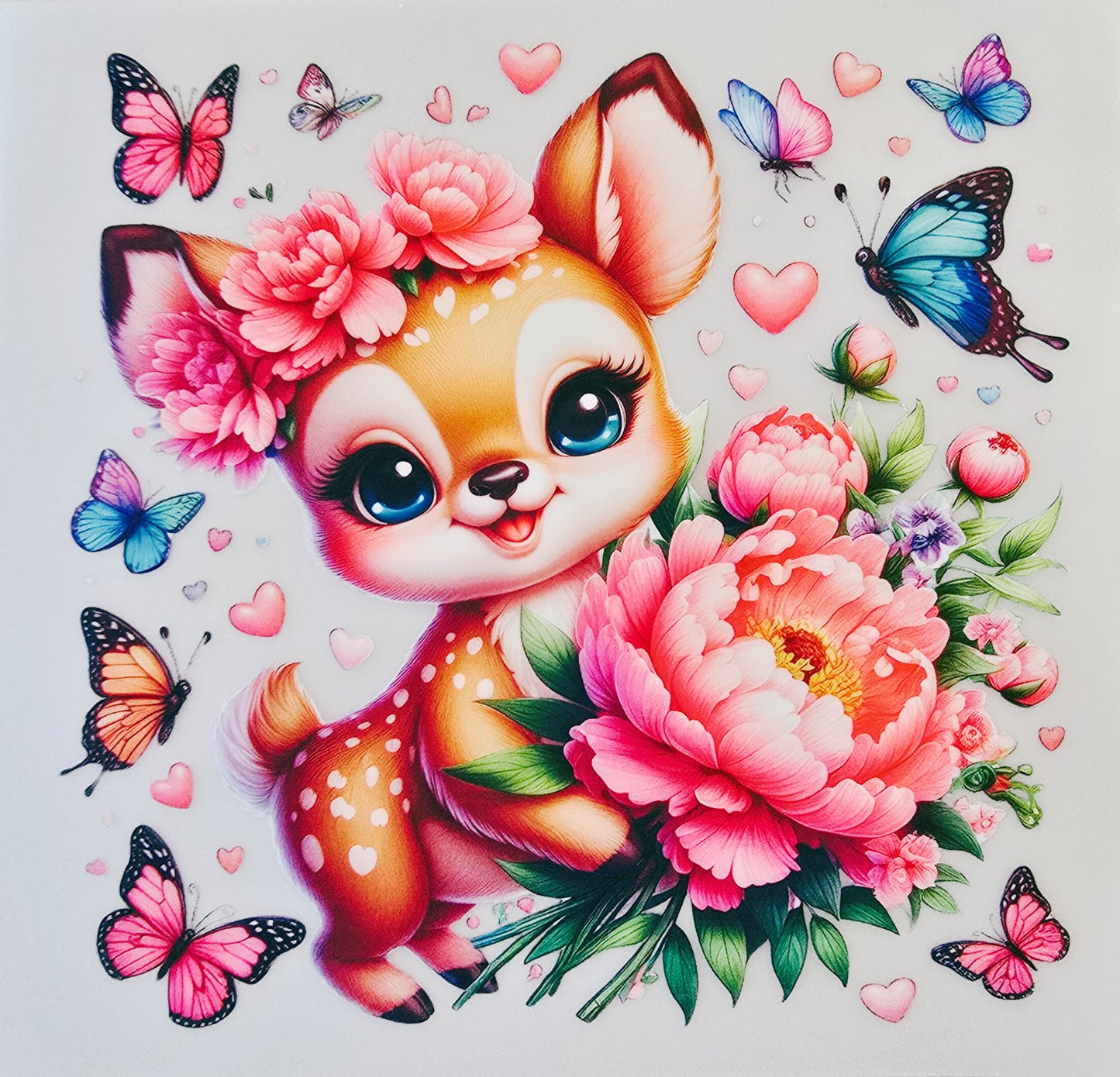 Young Deer with Flowers
