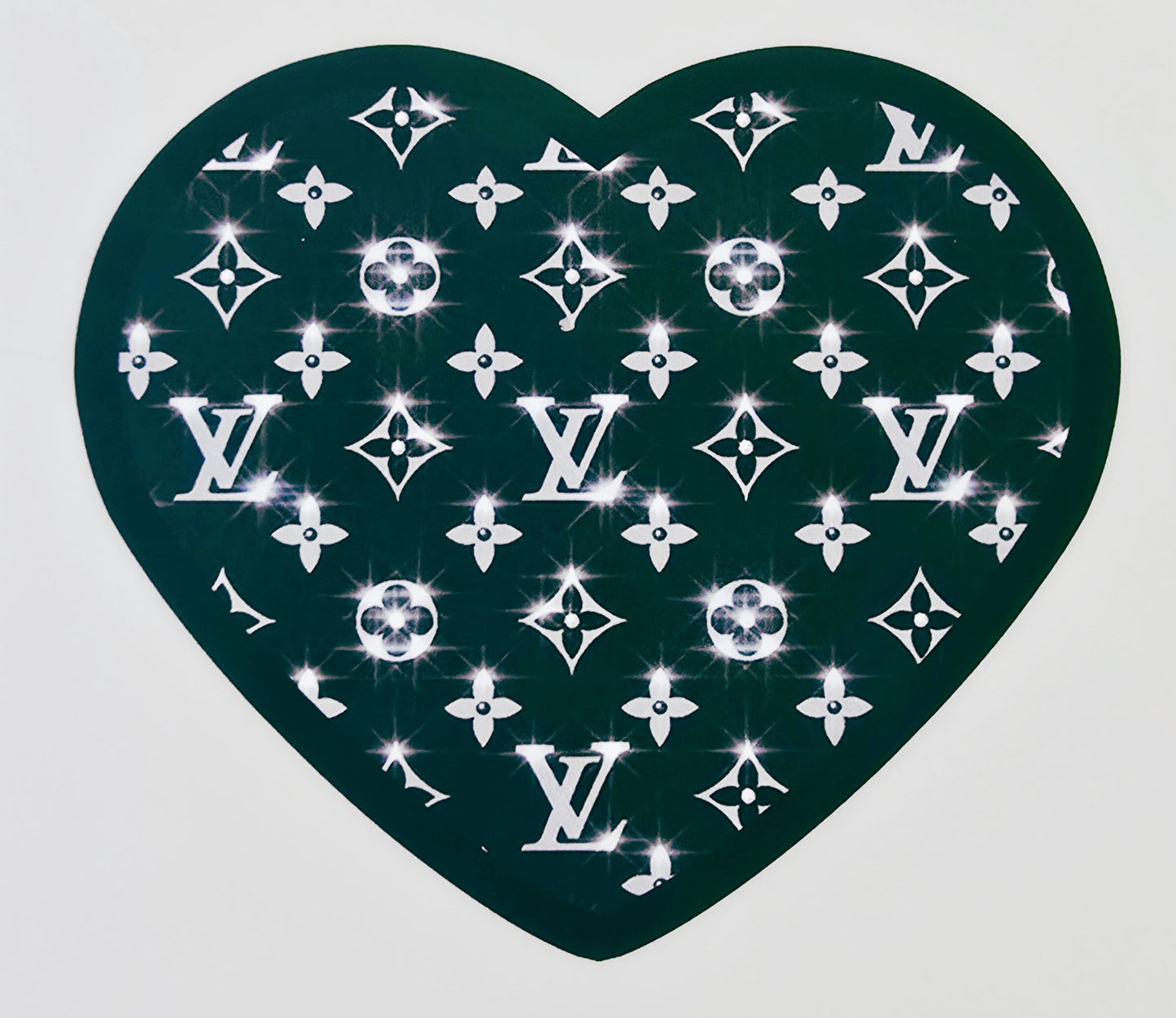 Black & Silver Sparkle LV Heart