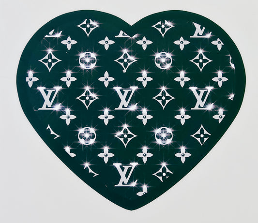 Black & Silver Sparkle LV Heart