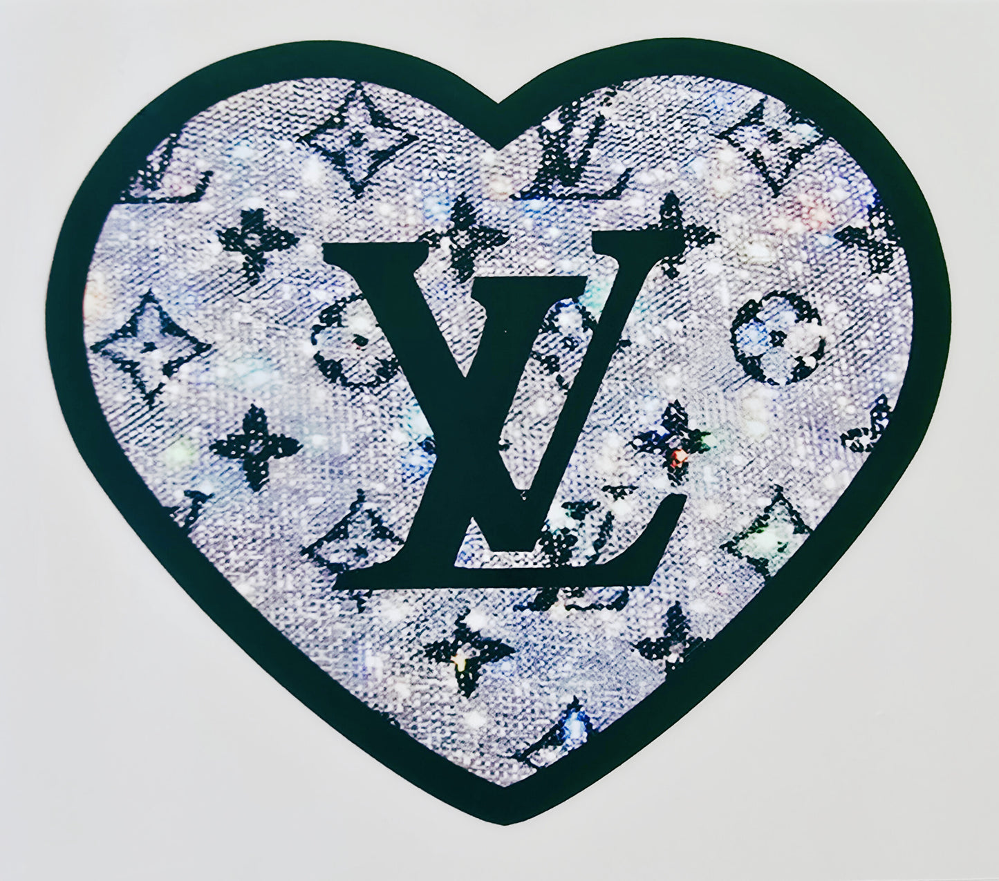 Black & Silver LV Heart