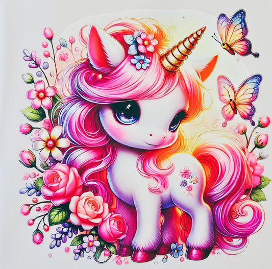 Unicorn with Flowers & Butterflies