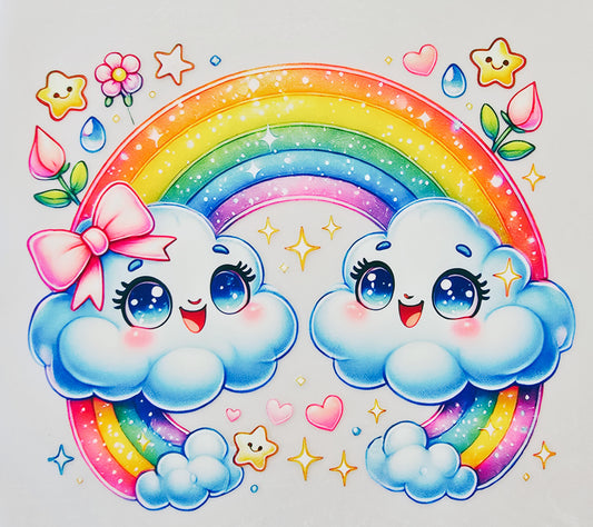 Rainbow, Clouds & Flowers