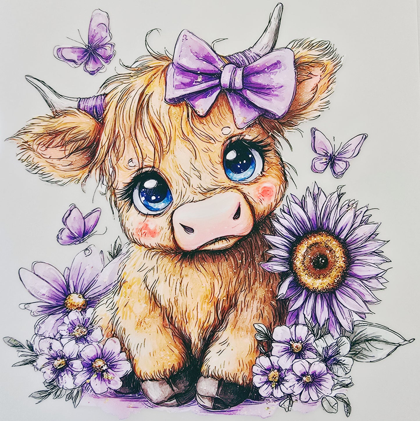 Purple Floral Cow