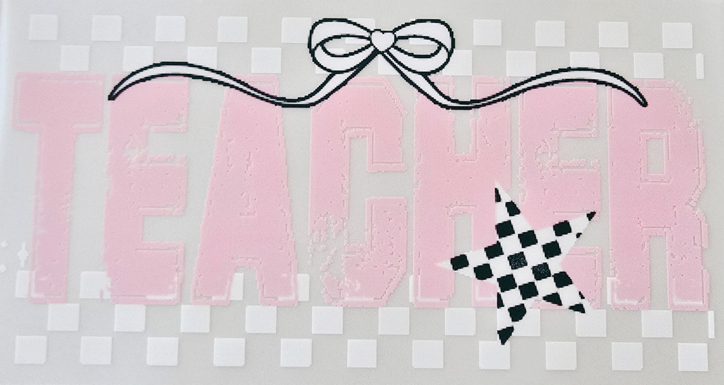 Checkered Pink Teacher