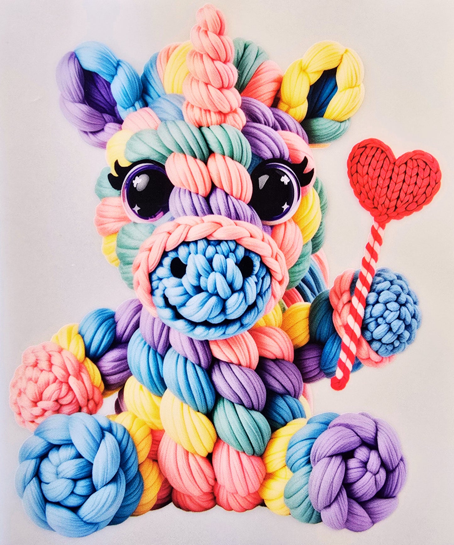Knitted unicorn with Heart