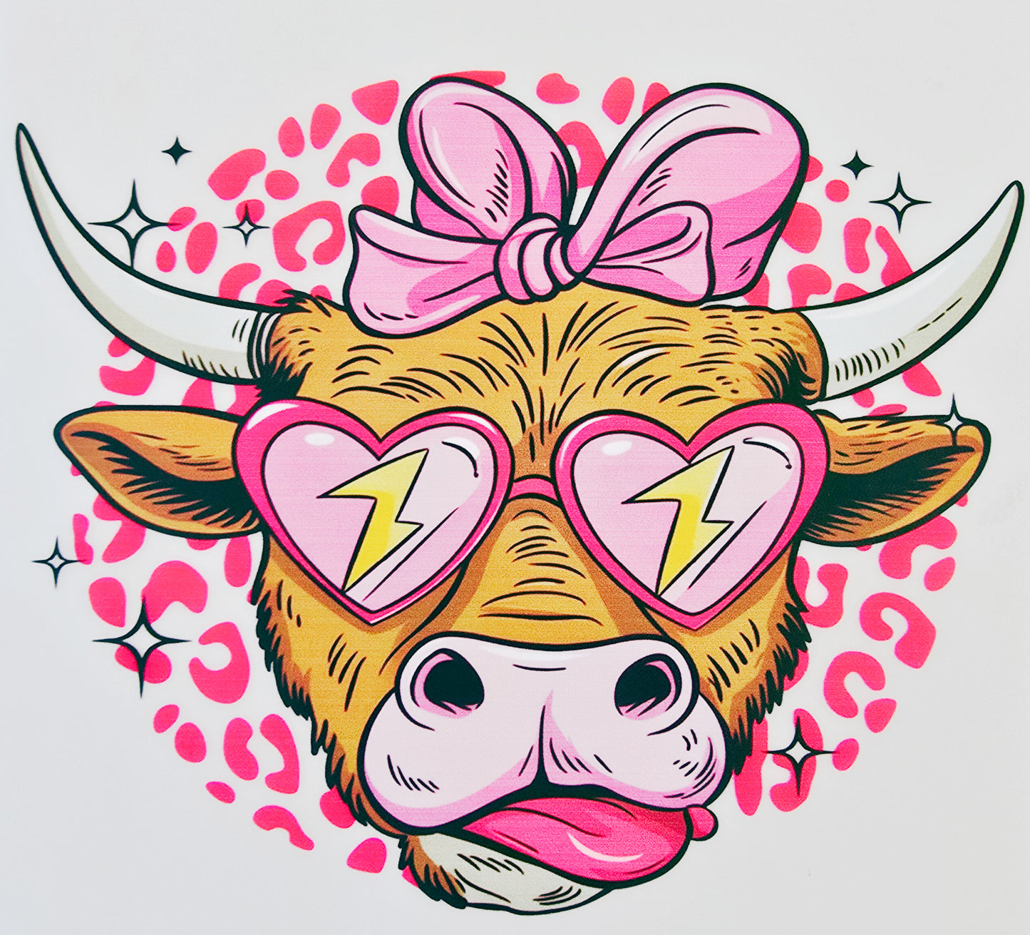 Neon Leopard Print Cow