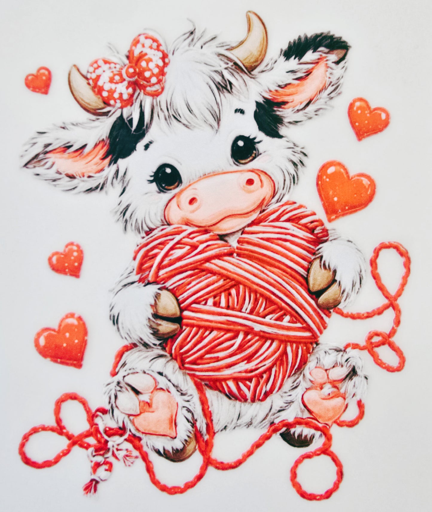 Young Cow with Yarn Heart (Toddler Size)