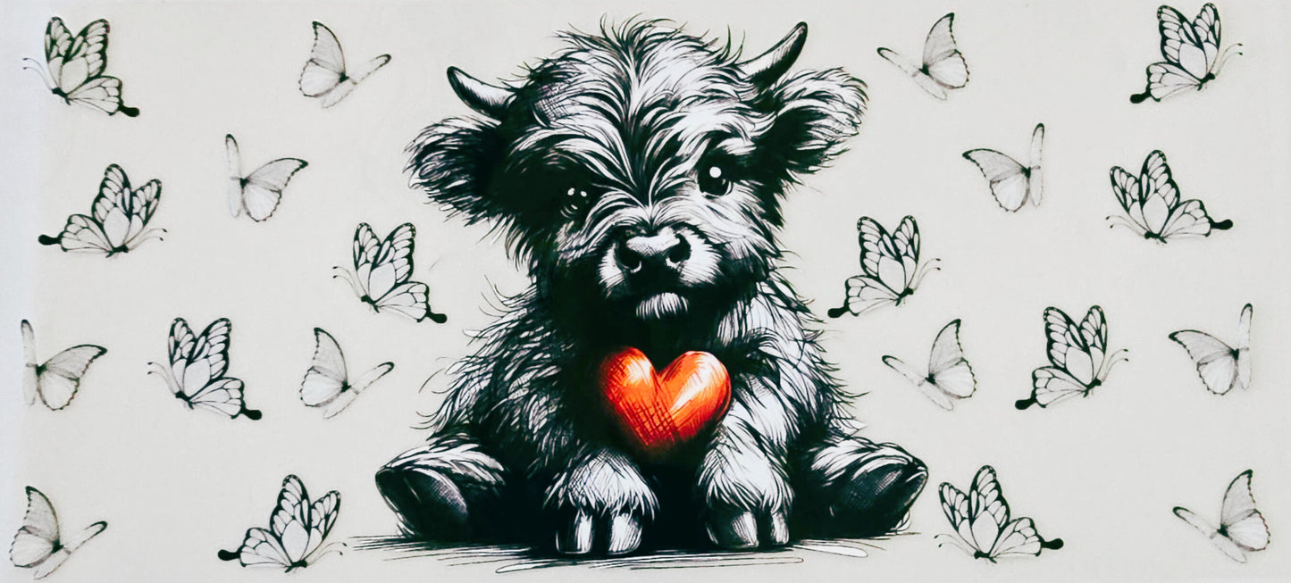Black Cow with Red Heart