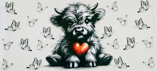 Black Cow with Red Heart