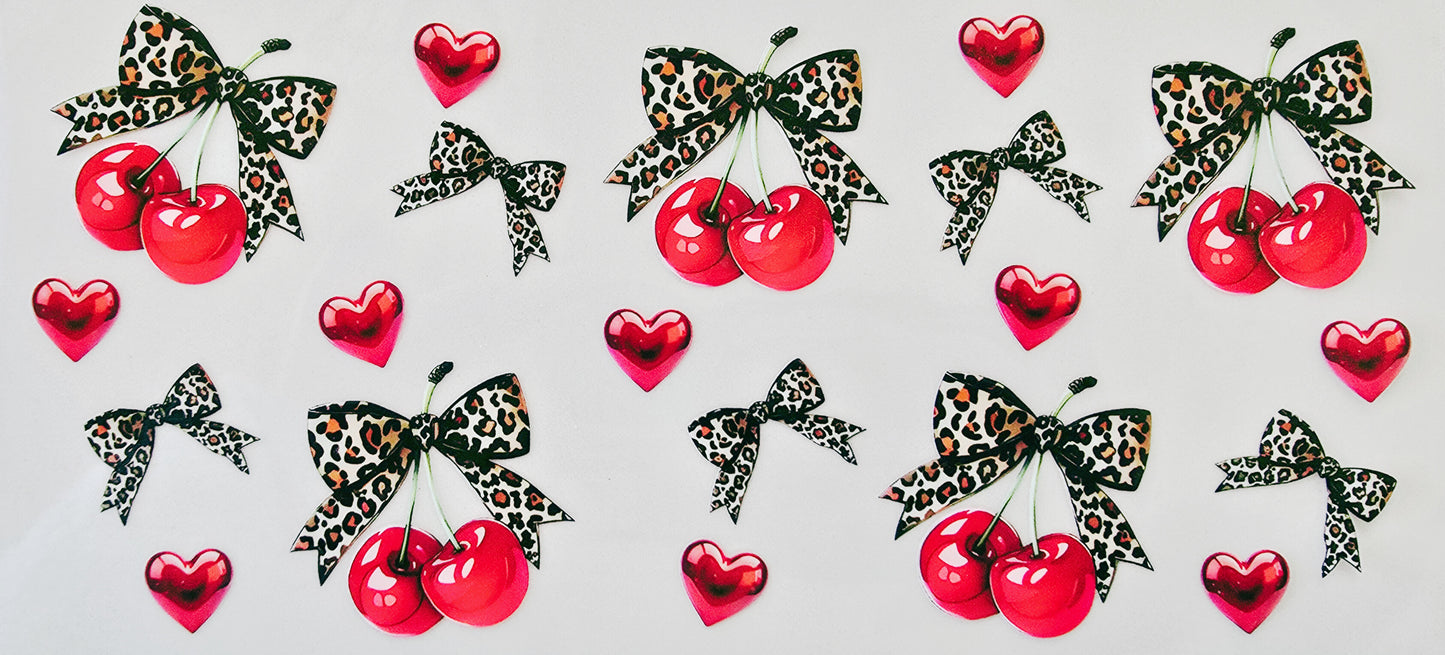 Leopard Bow Cherries & Hearts