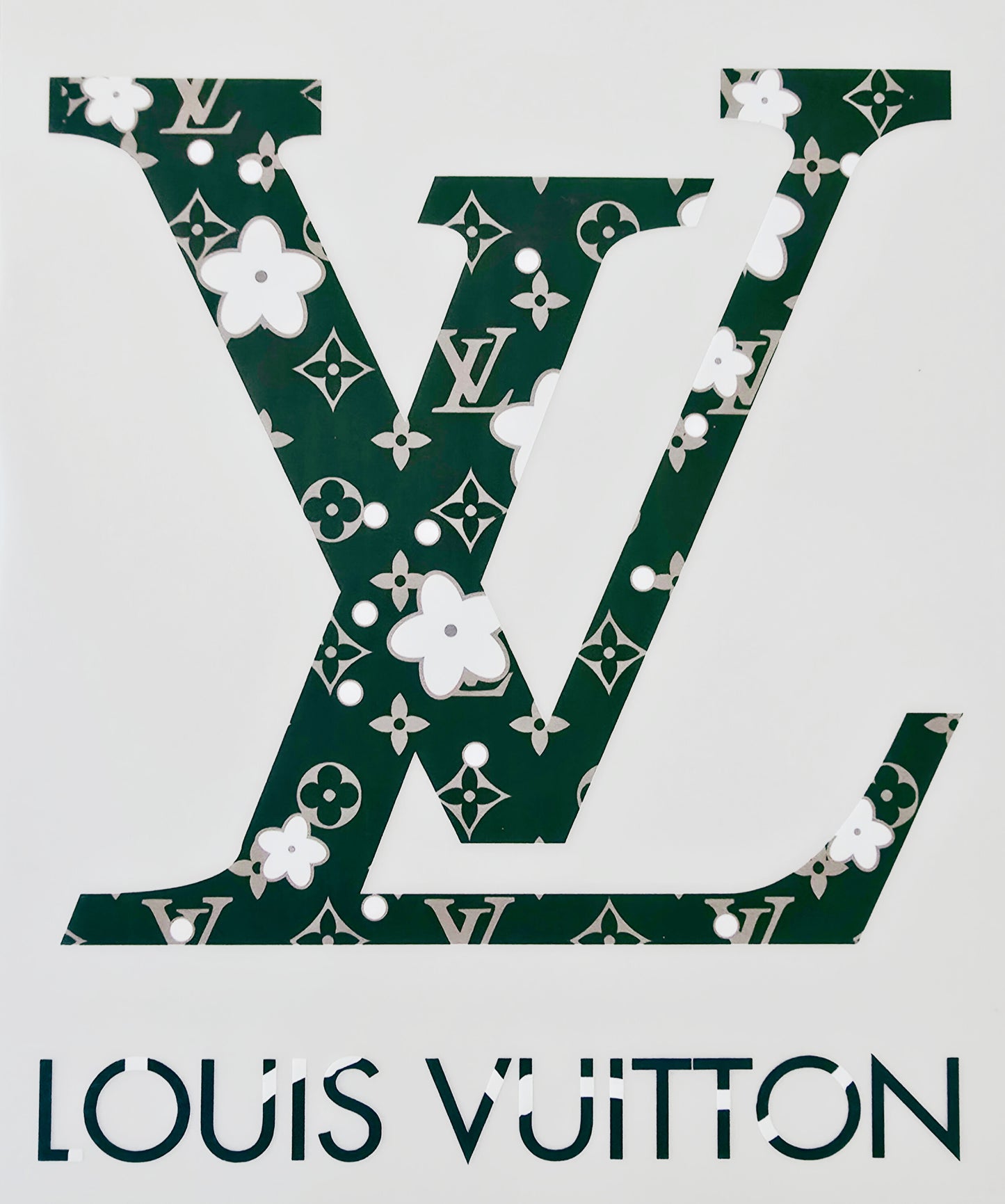 Brown LV with White Flowers