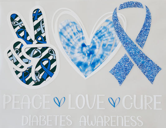 Peace Love Cure Diabetes Awareness