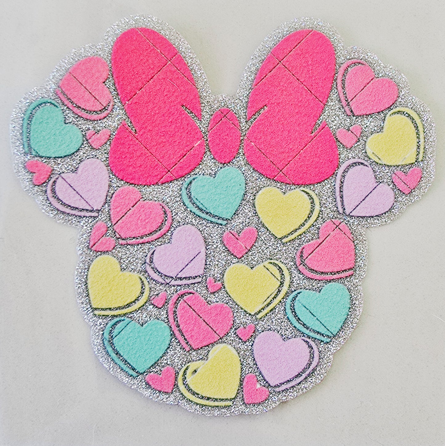 Minnie Mouse Head with Hearts- Glitter Decal