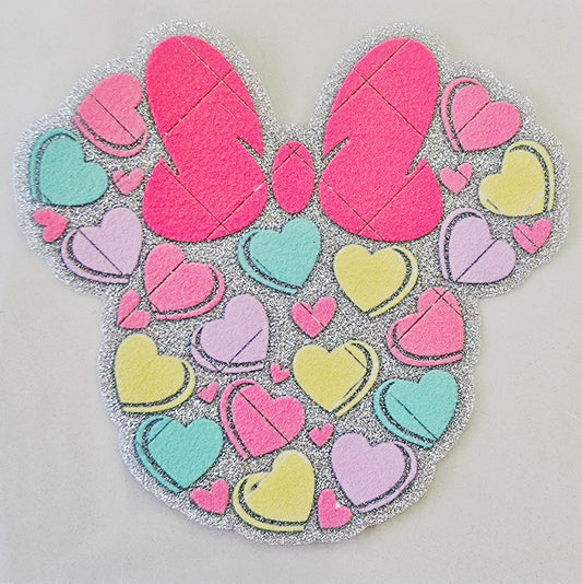 Minnie Mouse Head with Hearts- Glitter Decal
