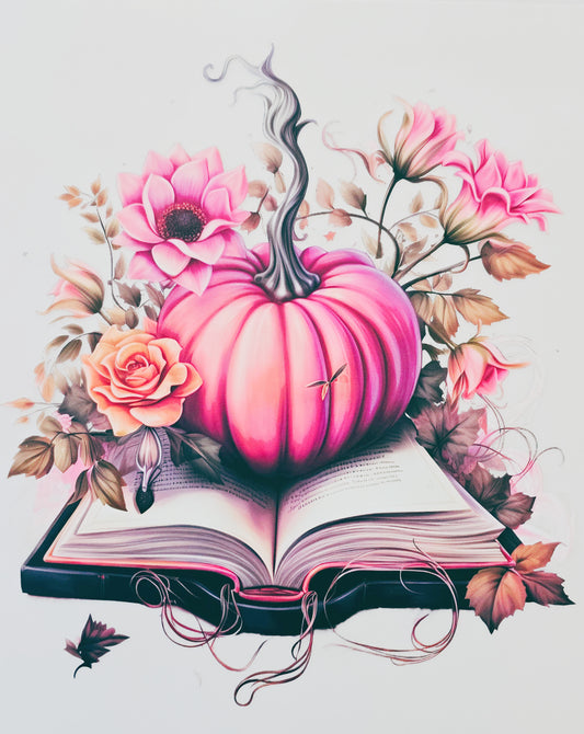 Open Book with Pumpkin