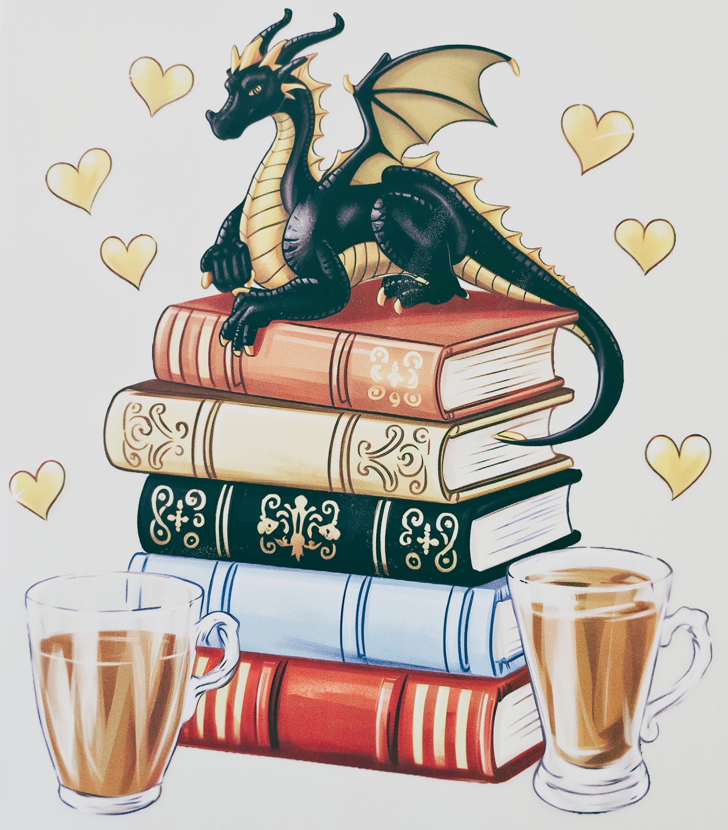 Bookstack Dragon with Coffee