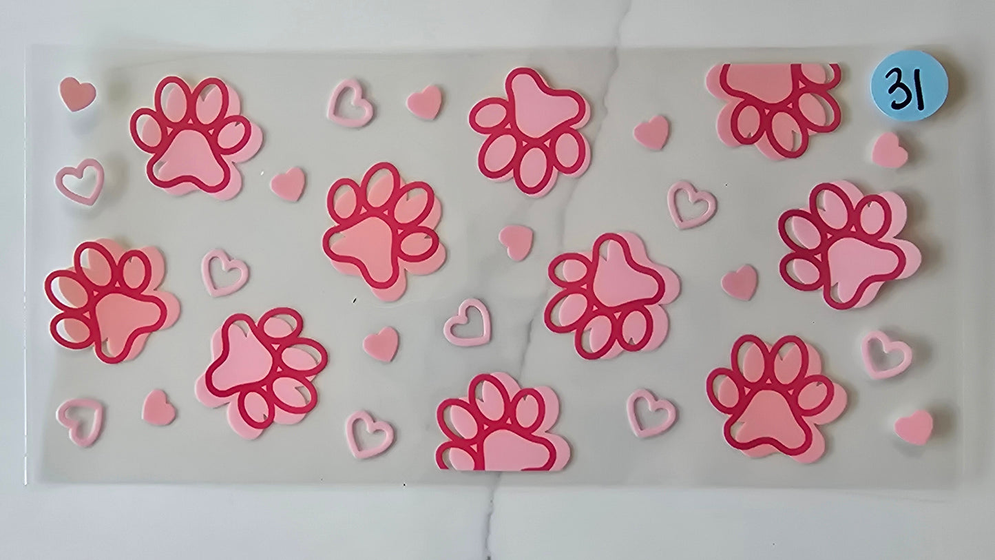 Pink Pawprints & Hearts